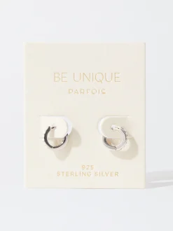 925 Silver Hoop Earrings With Pearls|Parfois Flash Sale