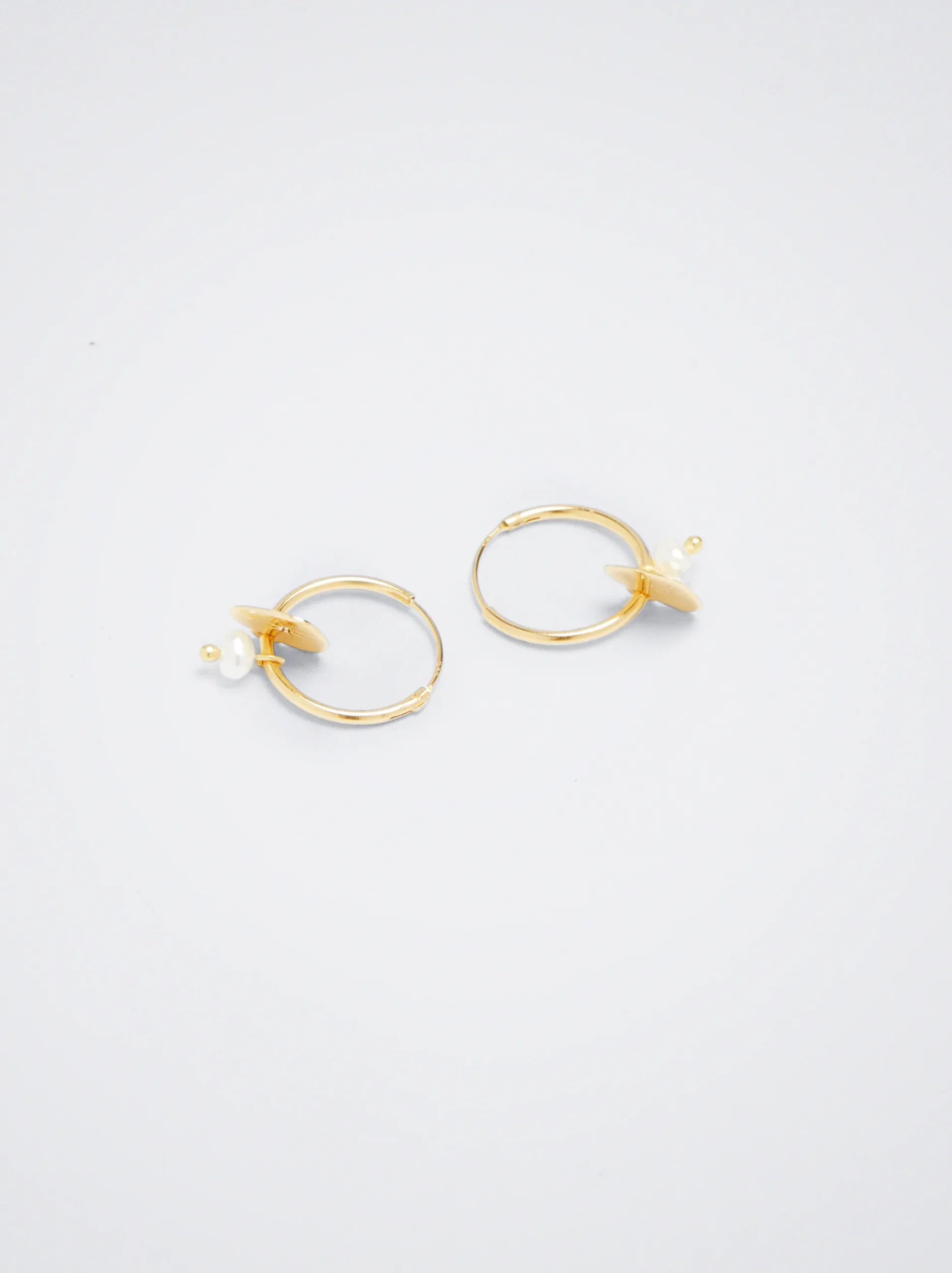 925 Silver Hoop Earrings With Freshwater Pearl|Parfois Cheap