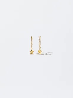925 Silver Hoop Earrings With Star|Parfois Clearance