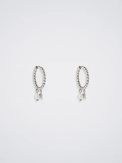 925 Silver Hoop Earrings With Freshwater Pearl|Parfois Shop