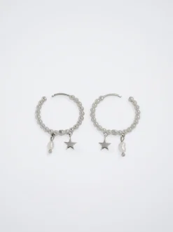 925 Silver Hoop Earrings With Freshwater Pearl|Parfois Shop