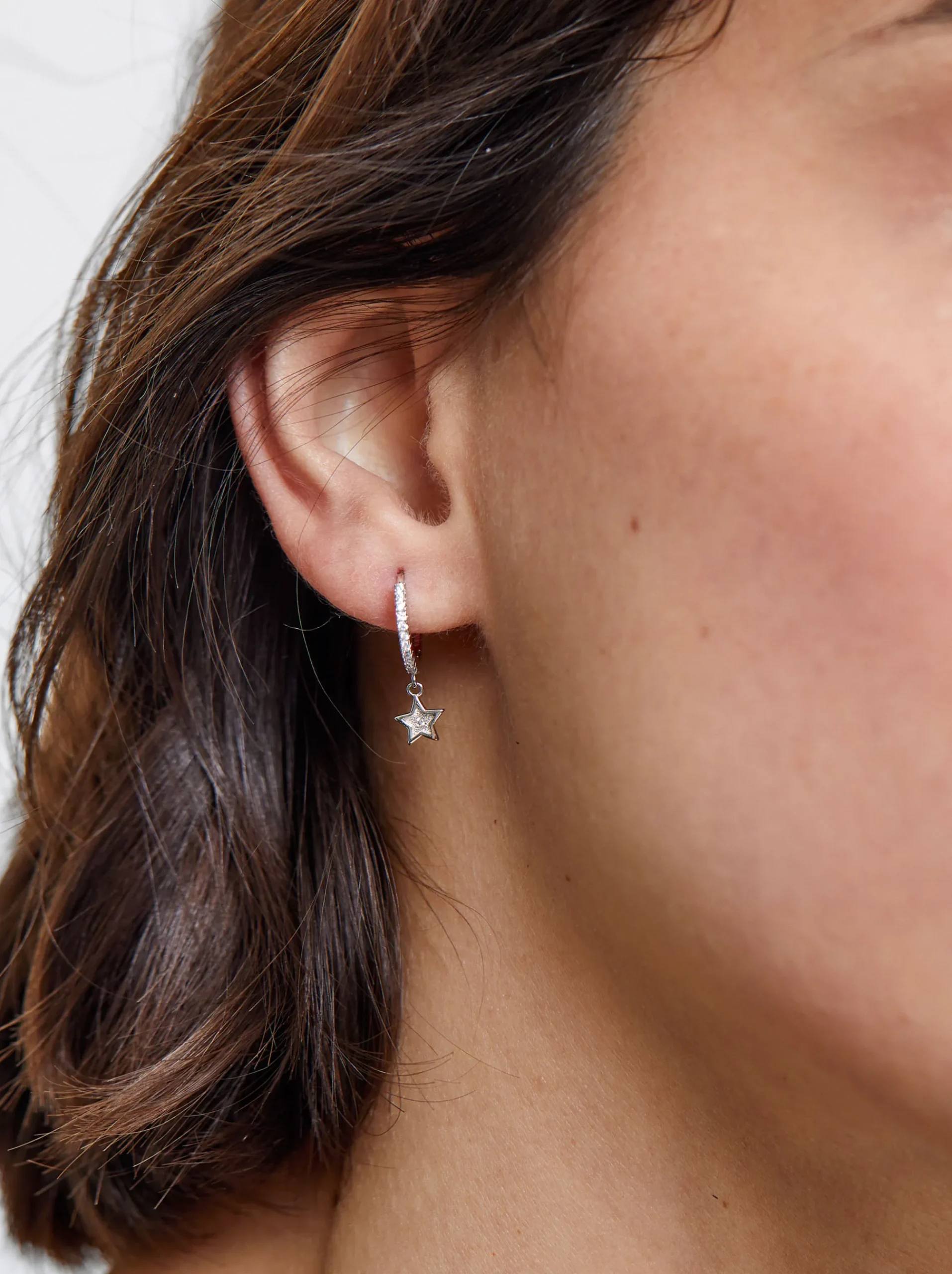 925 Hoop Earrings With Star|Parfois Best Sale