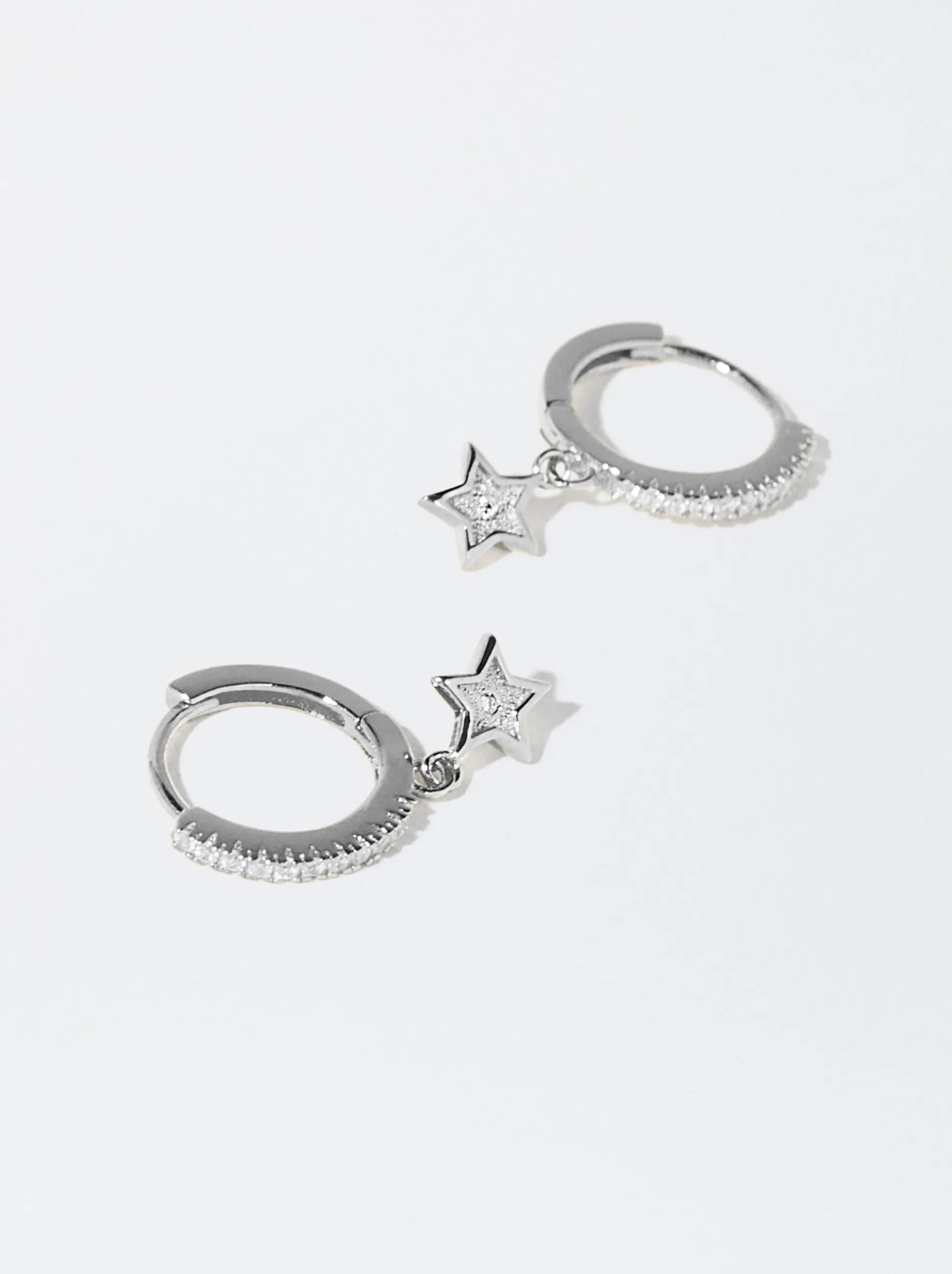 925 Hoop Earrings With Star|Parfois Best Sale