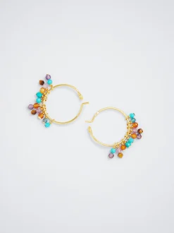 925 Silver Hoops With Semiprecious Stone|Parfois New