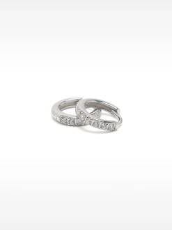925 Sterling Hoops With Zirconia|Parfois Outlet