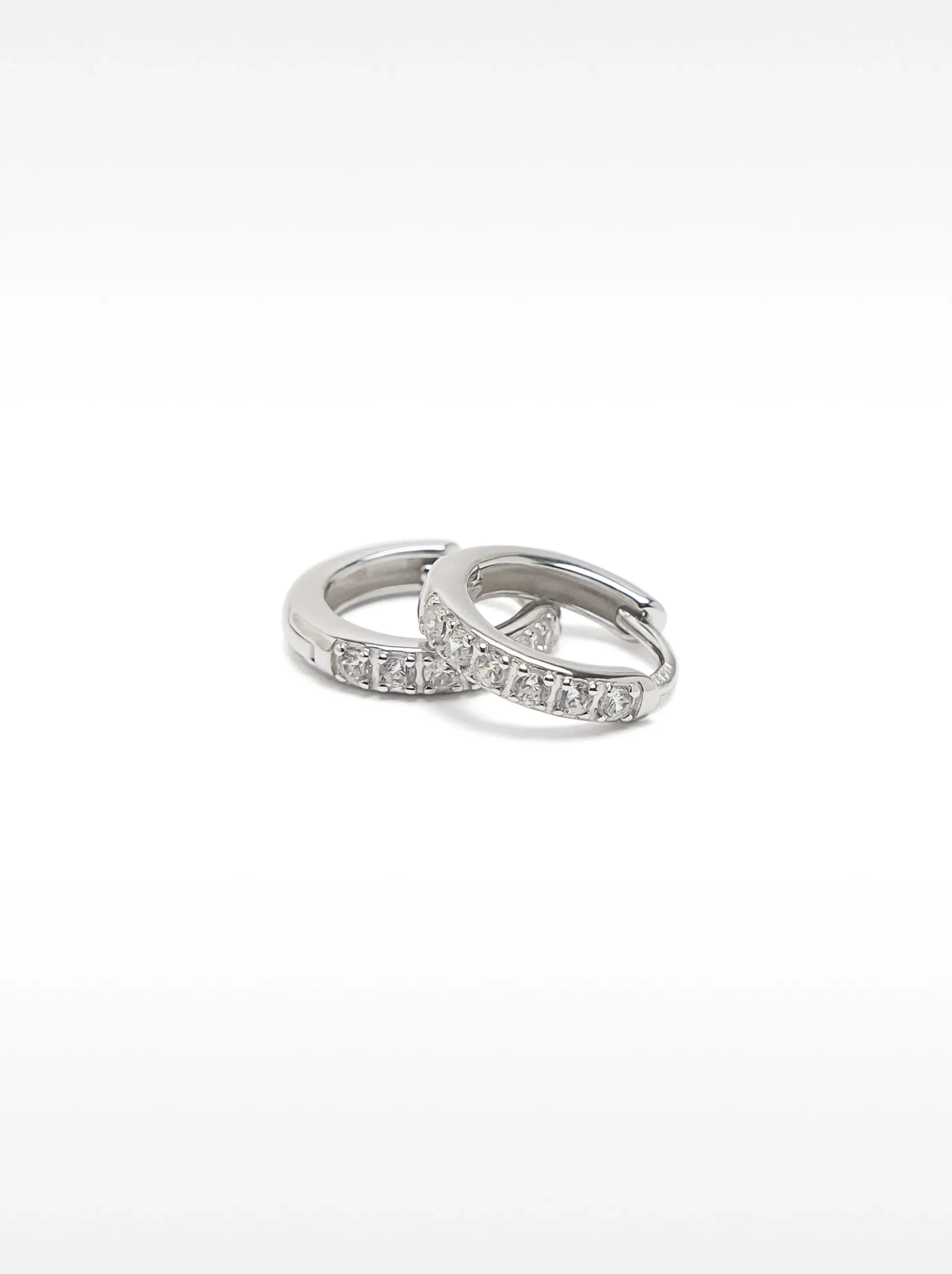 925 Sterling Hoops With Zirconia|Parfois Outlet