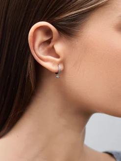 925 Sterling Hoops With Zirconia|Parfois Hot