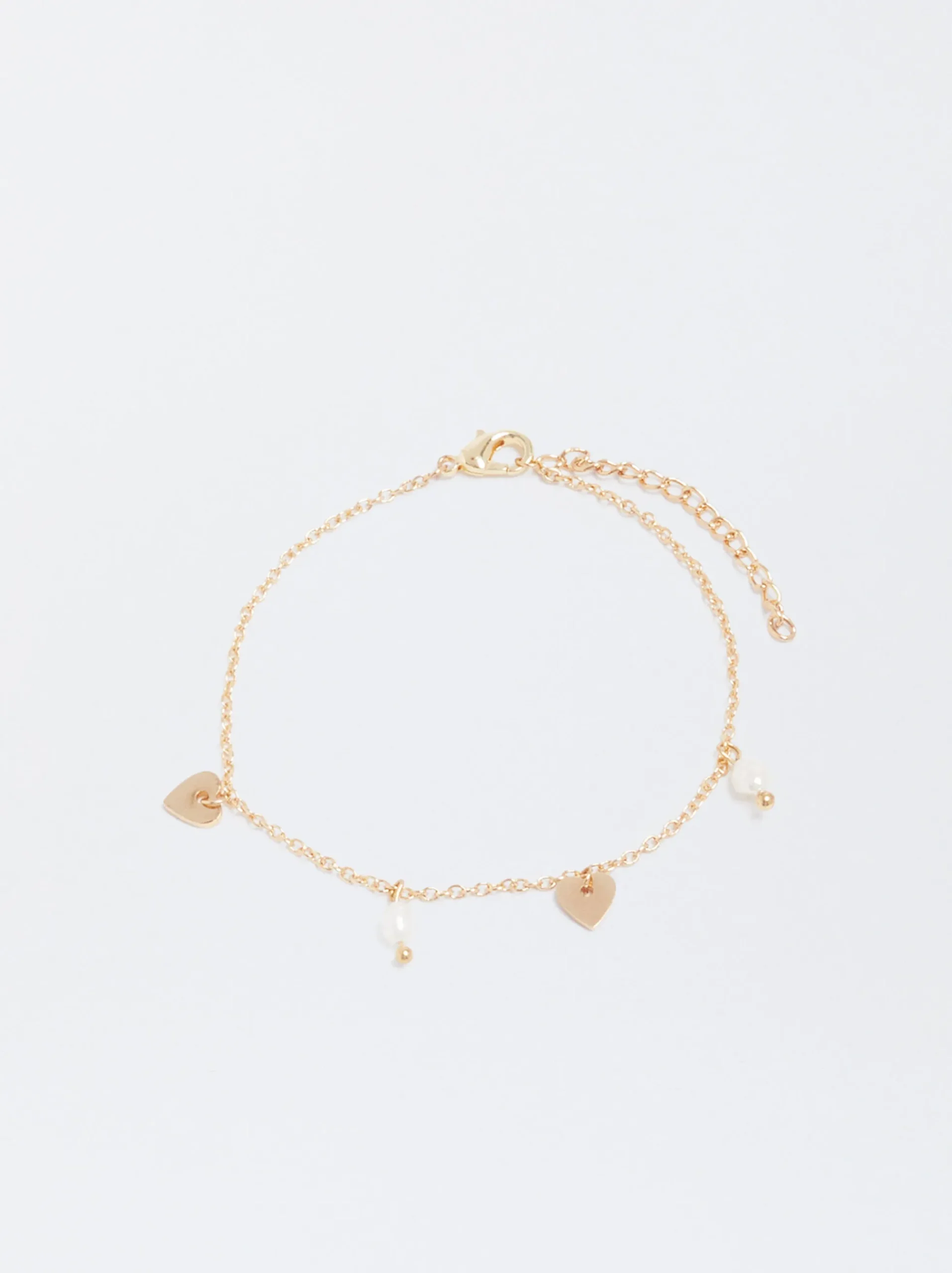 Bracelet With Pearl And Hearts|Parfois Fashion