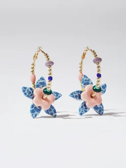 Ceramic Flower Hoop Earrings|Parfois Clearance