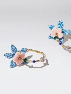 Ceramic Flower Hoop Earrings|Parfois Clearance