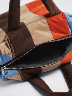 Color Block Quilted Tote Bag|Parfois Hot