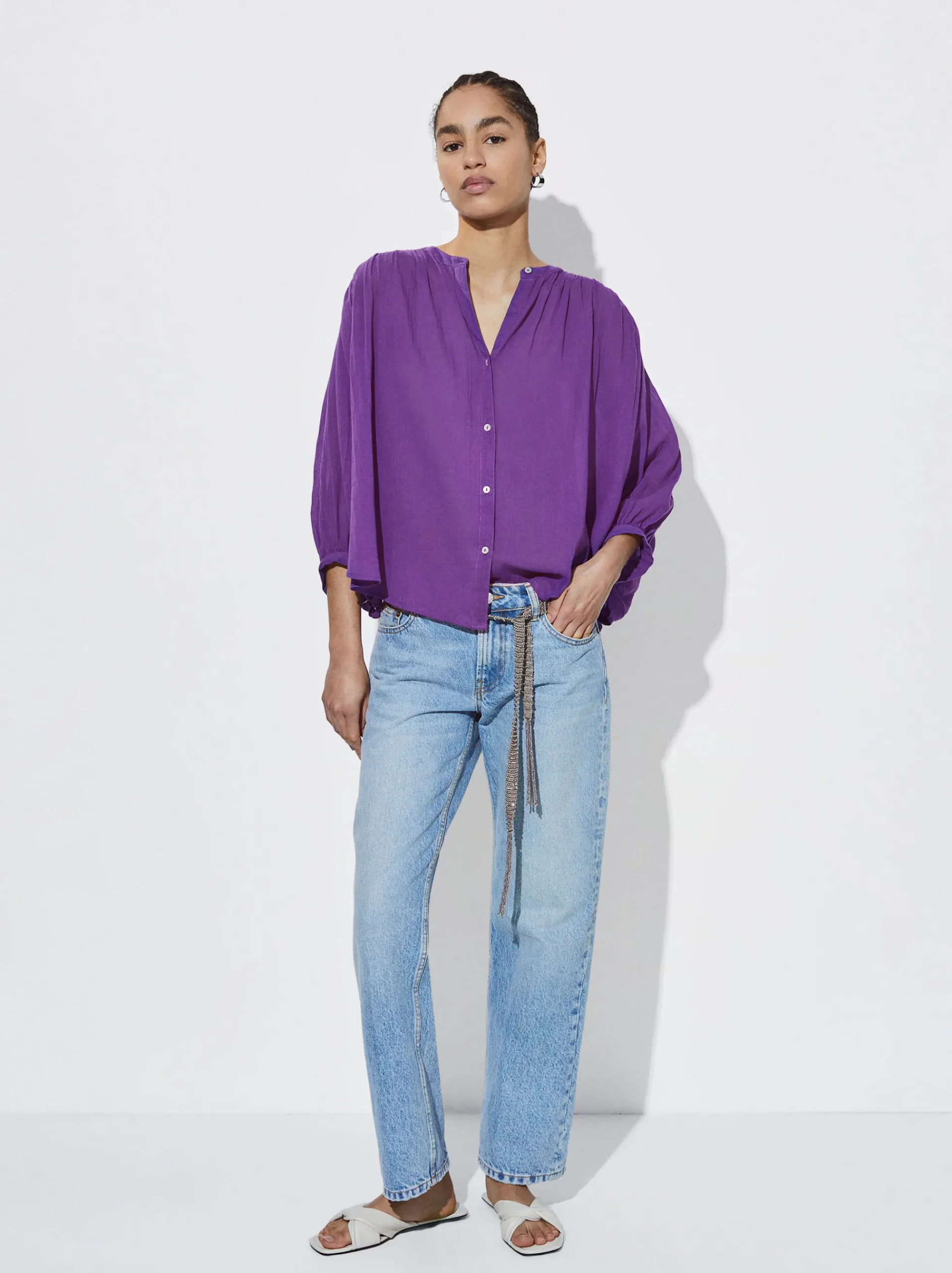 Cotton Shirt With Puffed Sleeves|Parfois Best Sale