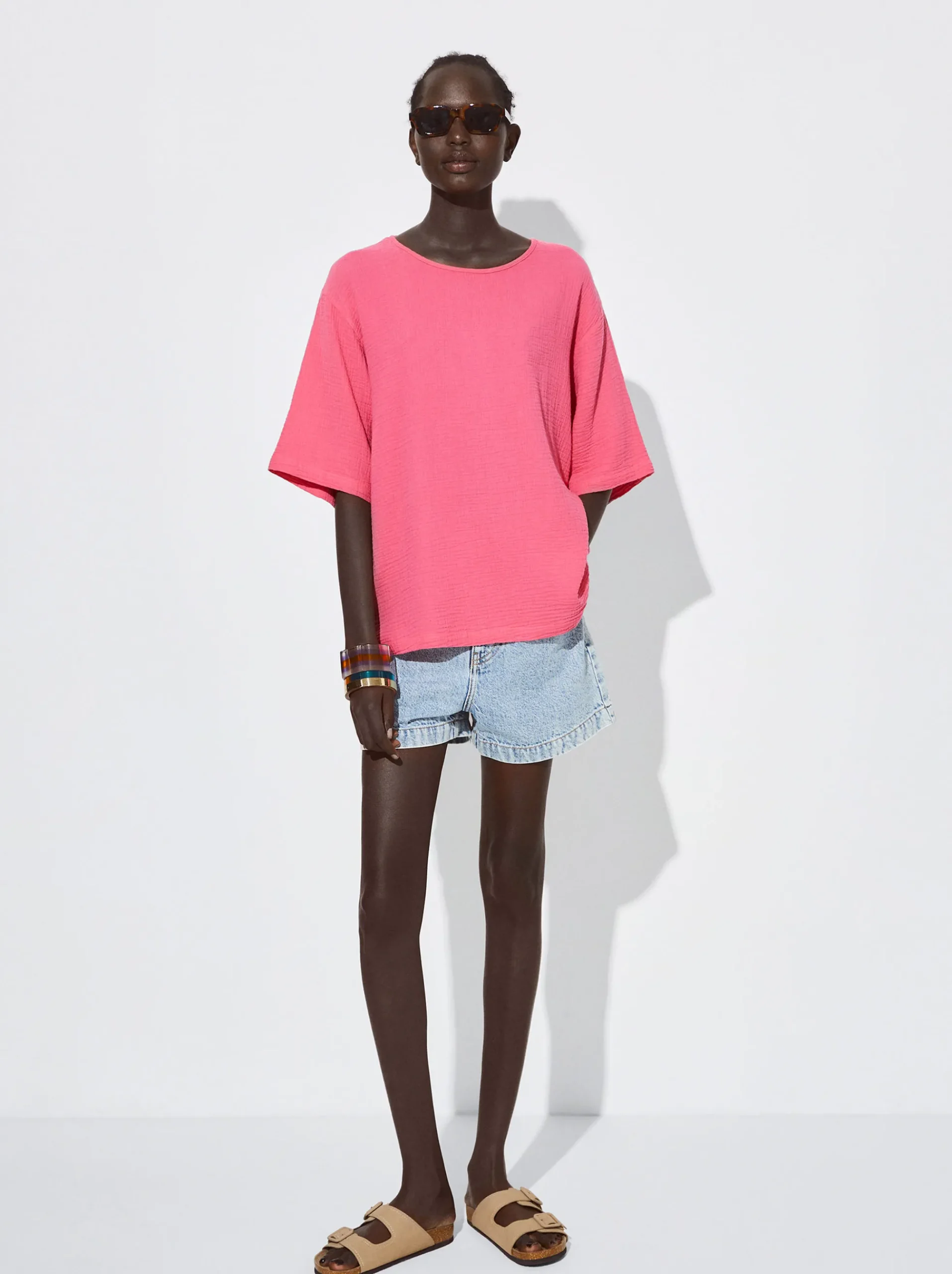 Cotton Textured T-Shirt|Parfois Online