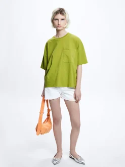 Cotton T-Shirt With Pocket|Parfois Fashion