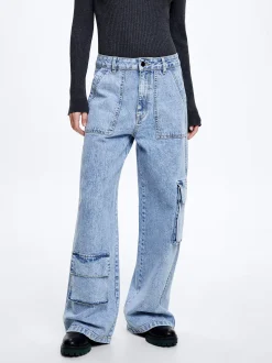 Denim Cargo Trousers|Parfois Shop
