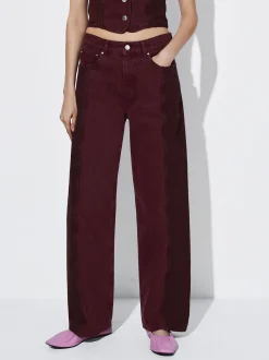 Denim Colour Block Pants|Parfois Outlet