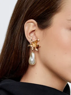 Earrings With Flower And Pearl|Parfois Best Sale