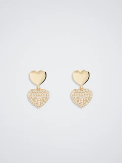 Earrings With Heart And Zirconia|Parfois Flash Sale