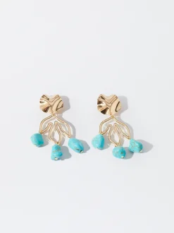 Earrings With Stone And Leaf|Parfois Best Sale