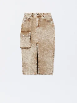 Faded Denim Cargo Skirt|Parfois Outlet