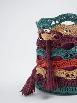 Handmade Straw-Effect Bucket Bag|Parfois Discount