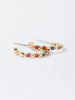 Hoop Earrings With Cubic Zirconia|Parfois Flash Sale