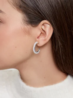 Hoop Earrings With Pearls|Parfois Sale