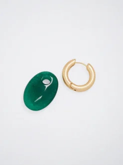 Hoop Earrings With Semiprecious Stone|Parfois Discount