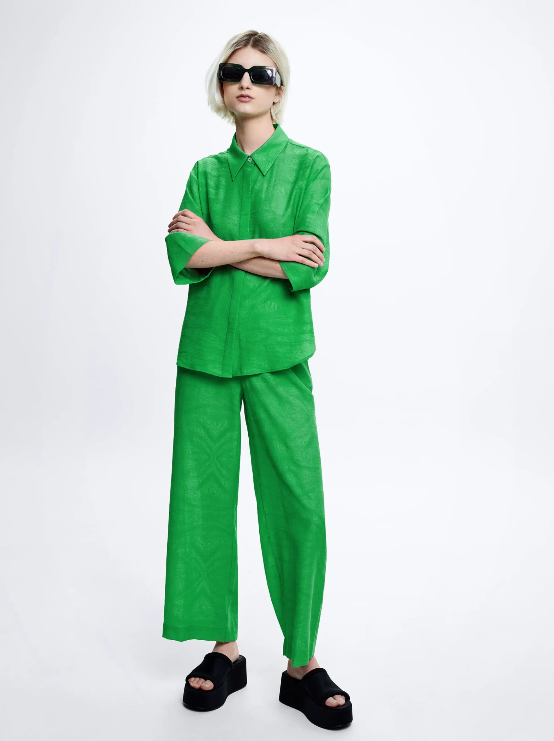 Jacquard Short-Sleeved Shirt|Parfois New