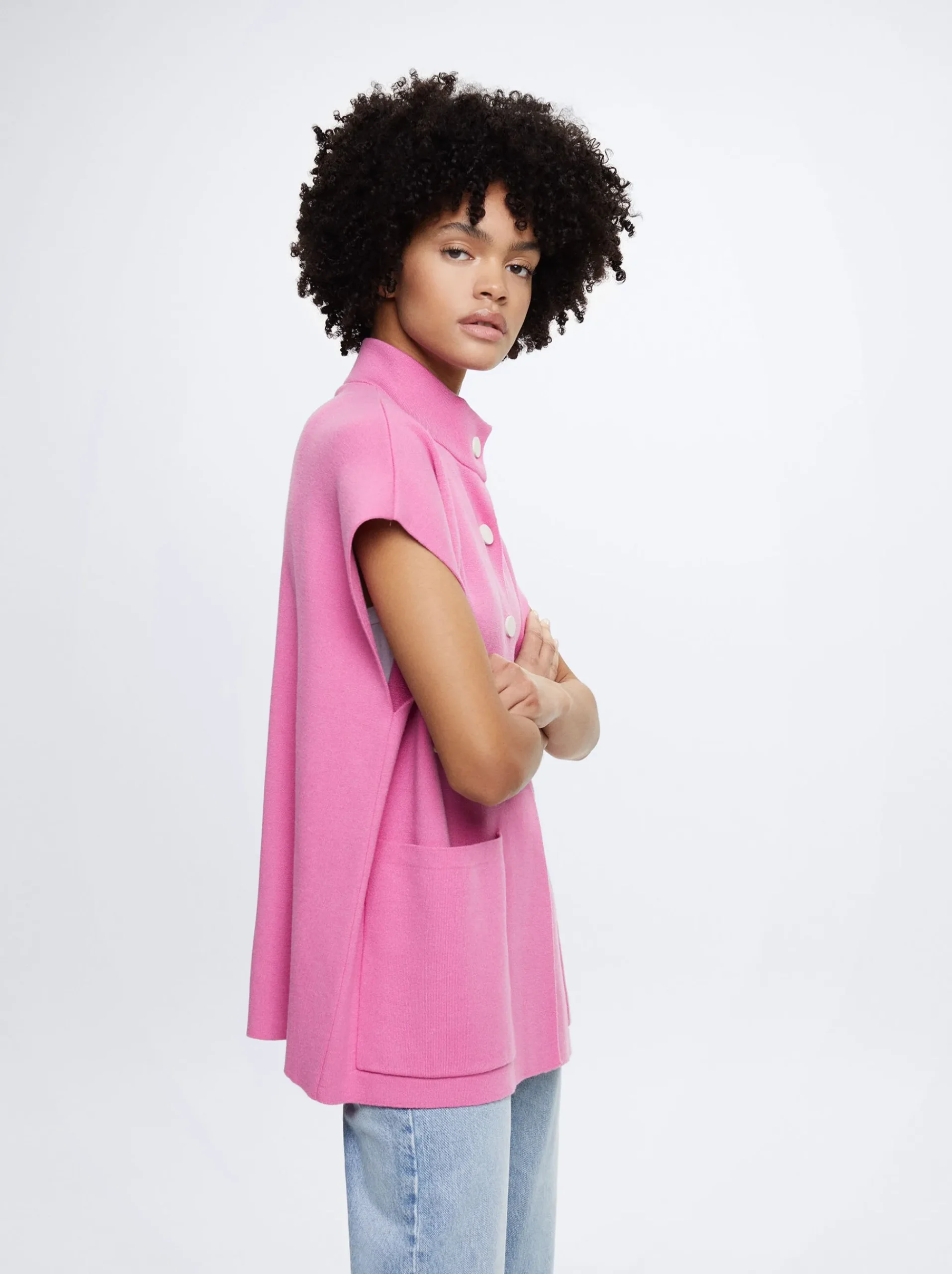 Knit Short-Sleeved Poncho|Parfois Sale