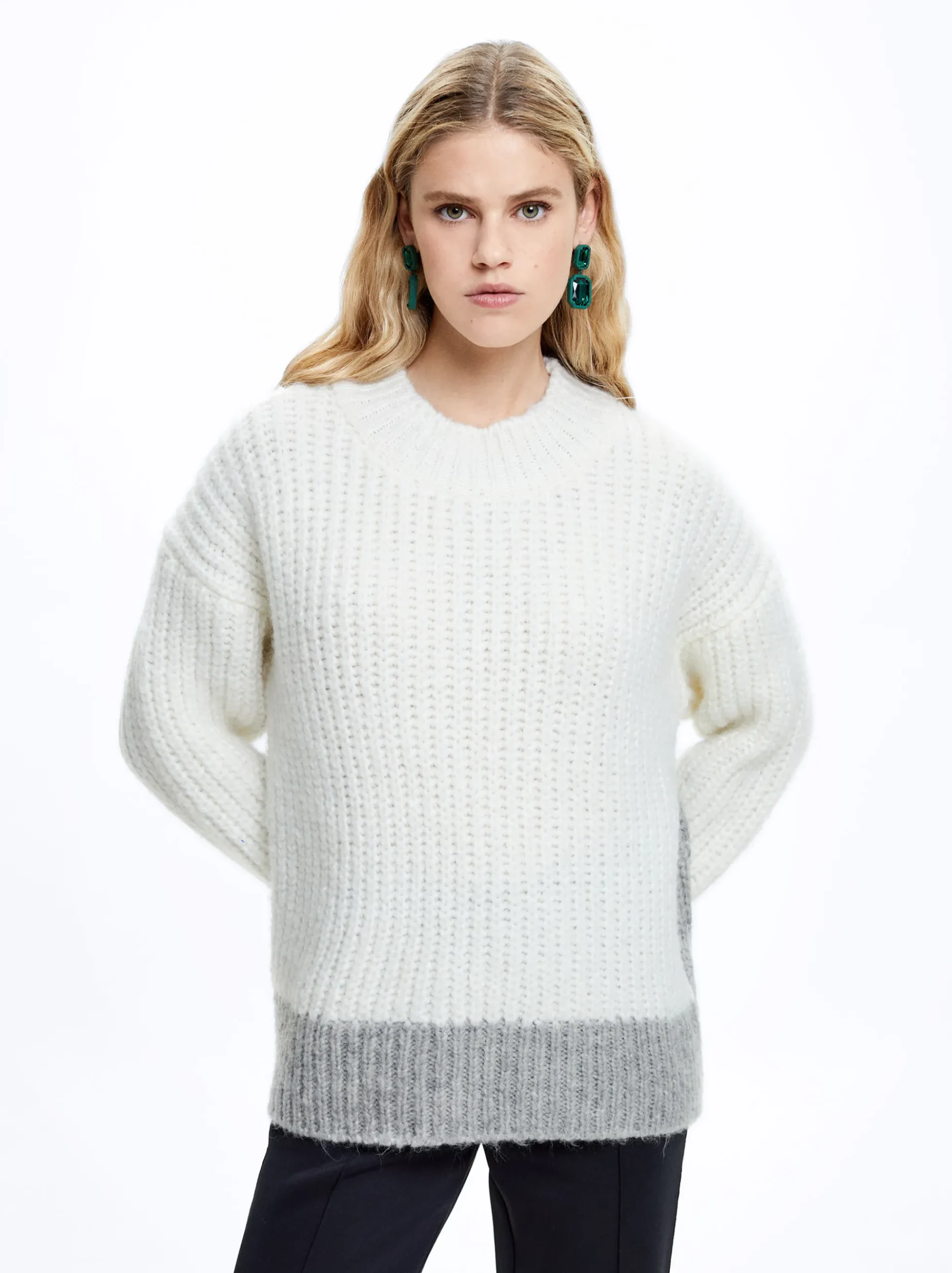 Knit Sweater With Color Block|Parfois Cheap