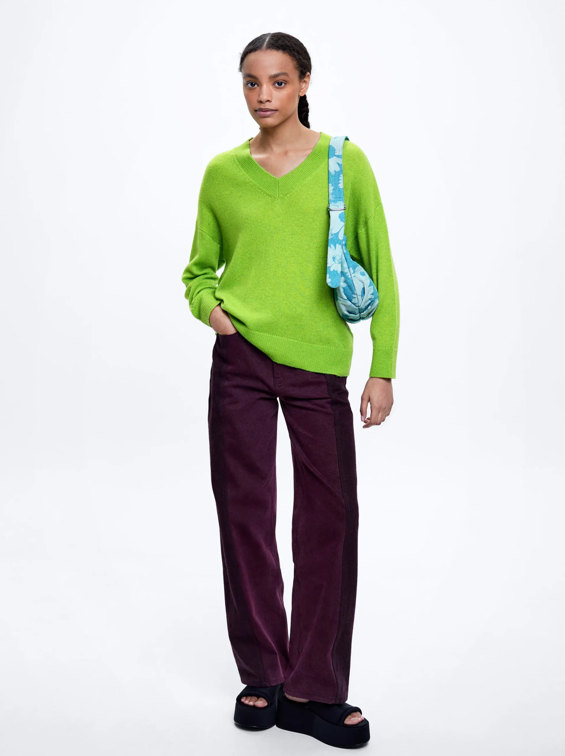 Knitted V-Neck Sweater|Parfois Flash Sale