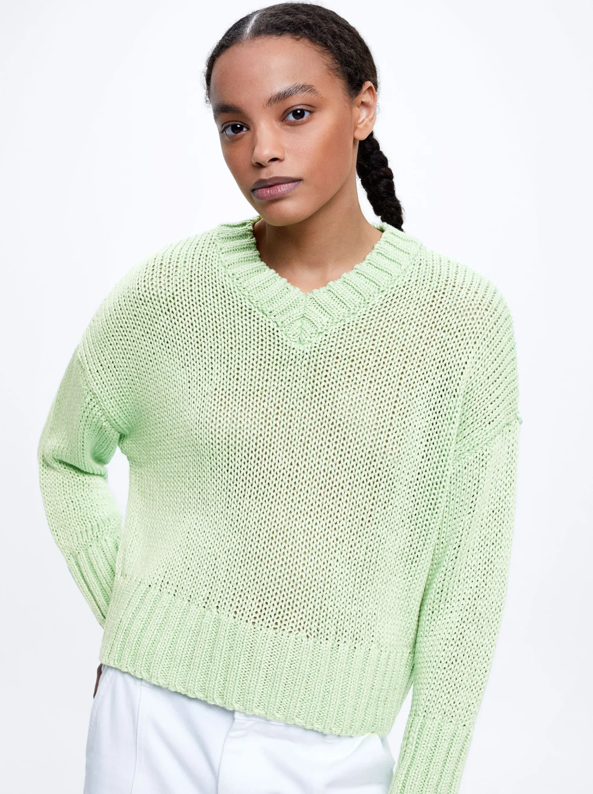Knitted V-Neck Sweater|Parfois New