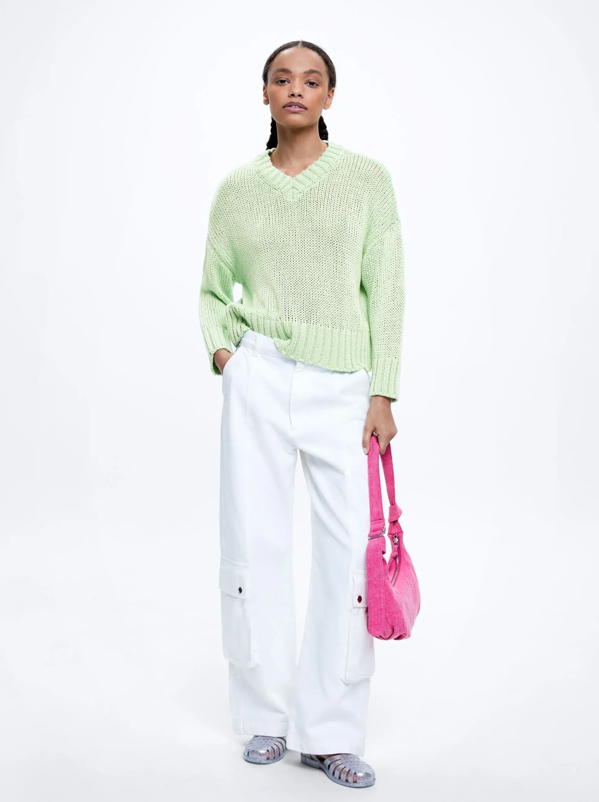 Knitted V-Neck Sweater|Parfois Online