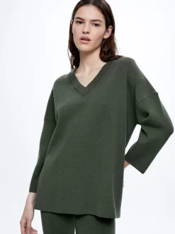 Knitted V-Neck Sweater|Parfois Sale