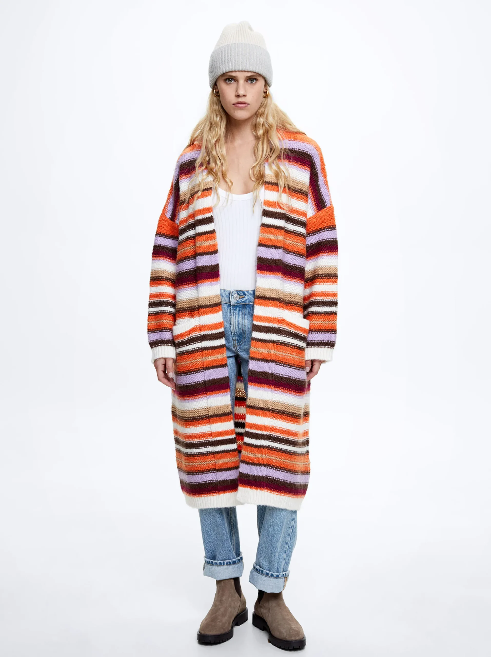 Long Knitted Cardigan With Pockets|Parfois Best Sale