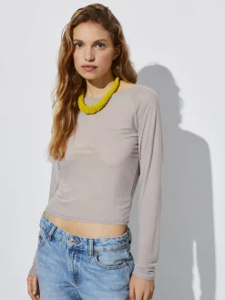 Long Sleeve Mesh Top|Parfois Outlet