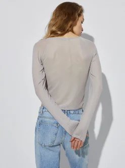 Long Sleeve Mesh Top|Parfois Outlet