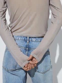 Long Sleeve Mesh Top|Parfois Outlet