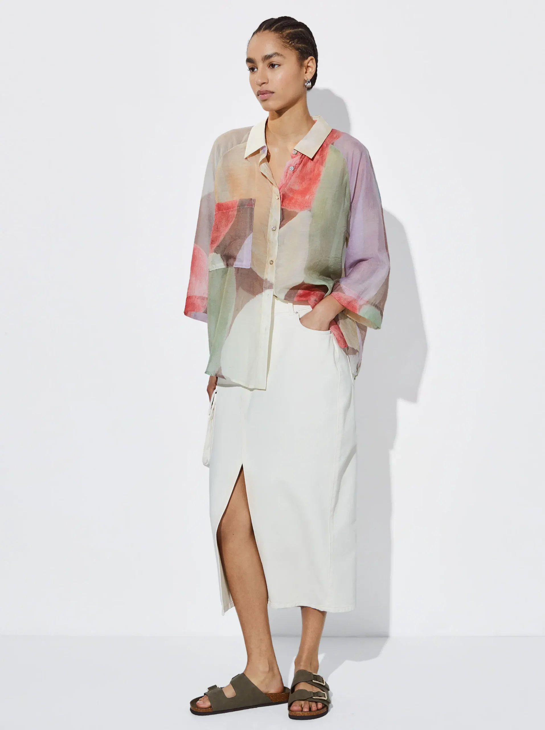 Lyocell Geometric Printed Shirt|Parfois Sale