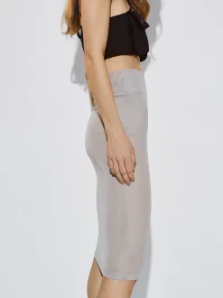 Midi Skirt With Elastic Waistband|Parfois Store