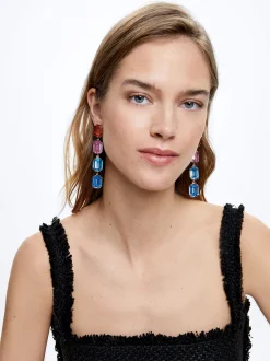 Multicoloured Crystal Earrings|Parfois Hot