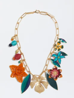 Multicoloured Necklace With Flowers|Parfois Cheap
