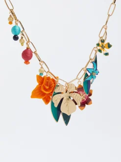 Multicoloured Necklace With Flowers|Parfois Cheap