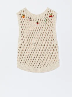 Open Knit Vest With Appliqus|Parfois Online
