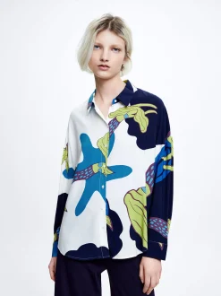 Printed Loose-Fitting Shirt|Parfois Fashion