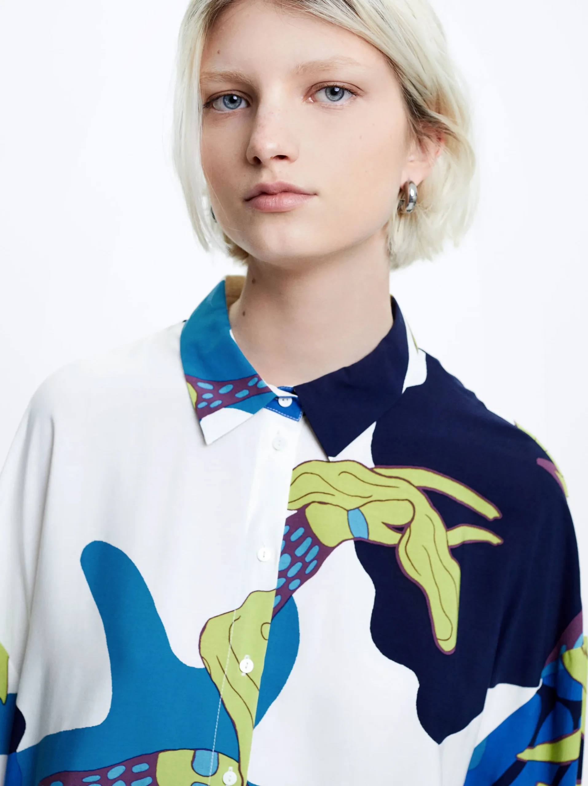 Printed Loose-Fitting Shirt|Parfois Fashion