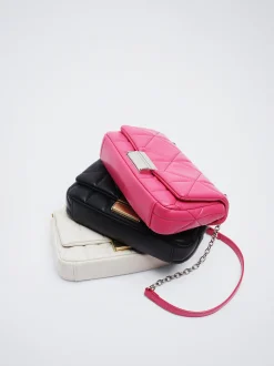 Quilted Crossbody Bag With Chain|Parfois Flash Sale