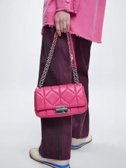 Quilted Crossbody Bag With Chain|Parfois Flash Sale