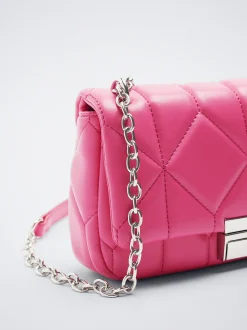 Quilted Crossbody Bag With Chain|Parfois Flash Sale
